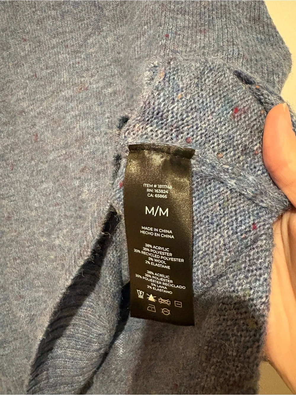 Well Worn wool blend Mock Neck Hi-Low Nep Yarn Sweater blue size medium‎